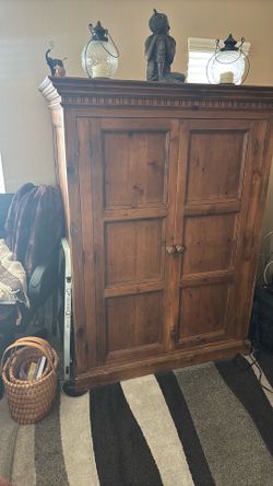 Solid Wood Entertainment Armoire / Storage Cabinet – Rustic Style
