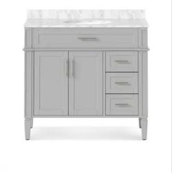 36" Bathroom Vanity With Carrara Marble Top 