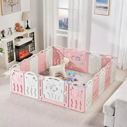 18 Panels Baby Playpen, Upgraded Portable Foldable Baby Fence with Game Panel and Safety Gate