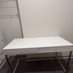 White And Gold Vanity Desk 