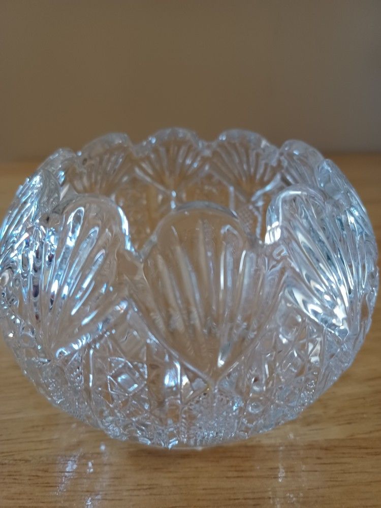 Vintage Crystal Cut Candy Rose Bowl