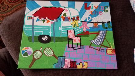 Handpainted camping picture