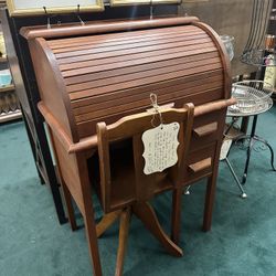 Antique Child’s Roll Top Desk With Chair 