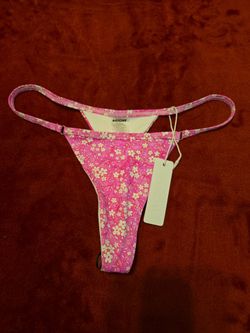 Small Bright Floral Print Thong with Tags