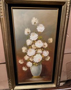 Robert Cox Floral Oil Painting Framed