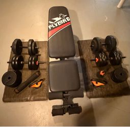 Complete Home Gym Set – Flybird Adjustable Bench & 115 lbs Weights