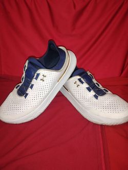 Men's Under Armour Sneakers Shoes - White Blue Gold - Size 9 M