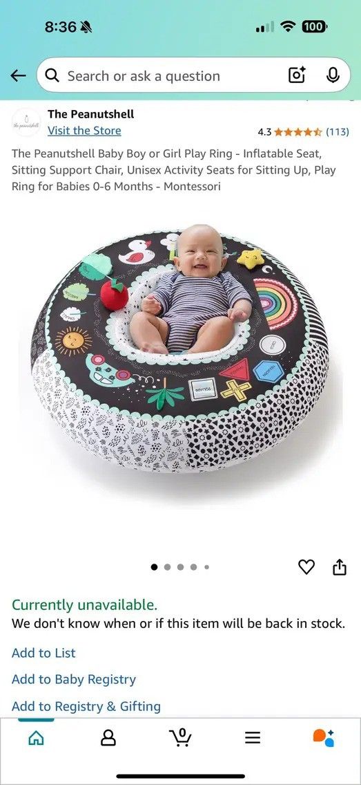 New Montessori Baby Boy or Girl Play Ring Play Mat Toy Gym