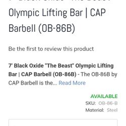 "The Beast " Olympic Lifting Bar 1000lb. Capacity Weight Brand New