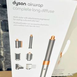 Bright Nickel/Copper DYSON Airwrap Complete Long Diffuse System 
