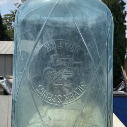 Vintage Large Silver Springs Water Bottle 5 Gallon , With Indian Child Decoration 