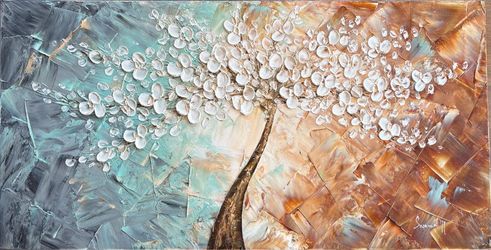 Large Signed Textured Canvas Art – 48” x 24