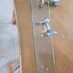 Shelf, Glass, Chrome Brackets