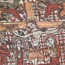 CRUCIFIXION Vintage 50’s Norway Norwegian Antique Fine Art Print Stave Church Collectible Original Poster Italy Printed