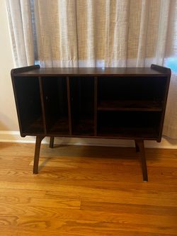 Wooden record shelves