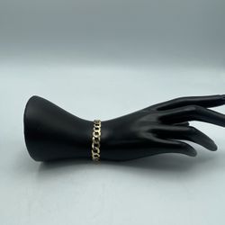 14kt Yellow Gold Solid Curb Link Bracelet 8.5mm