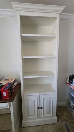 Stone Creek Furniture Tall Bookcase 89" – Cream, Cabinet Base, Adjustable Shelves