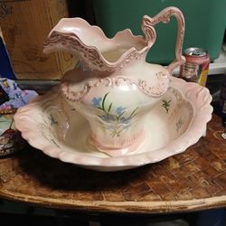 Vintage Ceramic Pitcher and Wash Basin