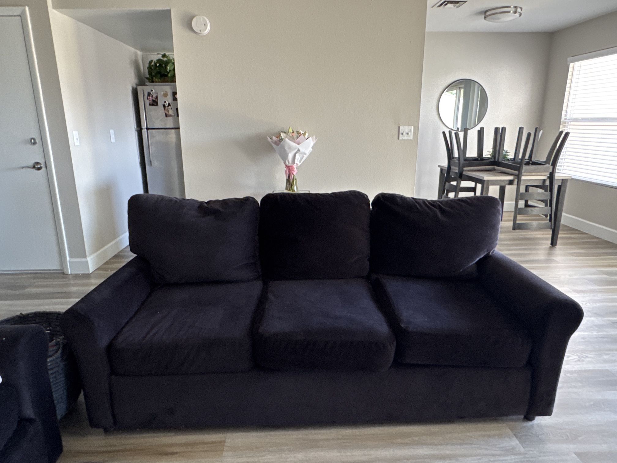 All black velvet couches