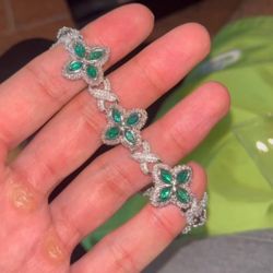 Green Clover Moissanite Bracelet 
