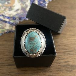 Real/natural stone-sterling silver 925! turquoise stone from Neyshabur, Iran 