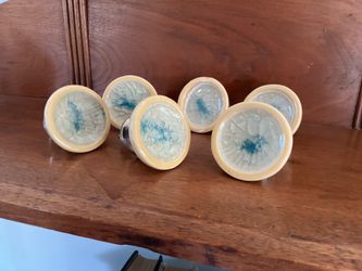 6 Crackled Glass Ceramic Knobs
