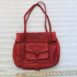 Vtg tooled leather handbag