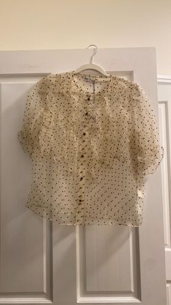 Zara polka dot ruffle see through blouse SIZE XS
