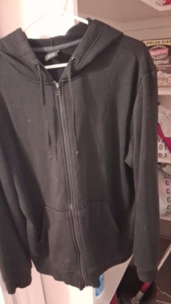 Men's black colored zip up hoodie size large