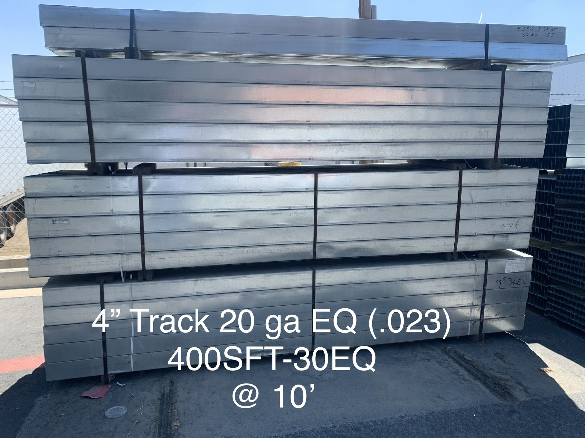4” Steel Track With 1-1/4” Leg 20 Ga EQ @ 10 Ft