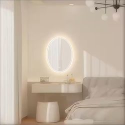 Wisfor 24 in. W x 32 in. H Large Oval Frameless Anti-Fog Backlit 3(contact info removed)K Dimmable LED Wall Bathroom Vanity Mirror
