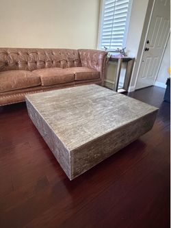 Z GALLERIE COFFEE TABLE SILVER TIMBER LOOK