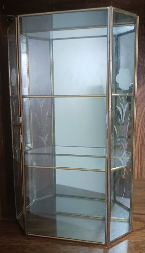 HIGHLY COLLECTIBLE MCM HANDCRAFTED VIA VERMONT ETCHED GLASS & MIRROR CURIO READ DESCRIPTION