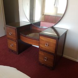 Vanity Chest With Drawers Mirror And Glass Protective Custom Cut Glass