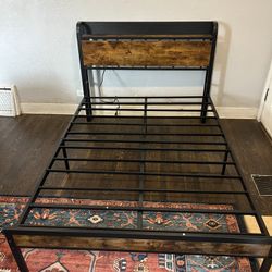 Full Platform Bed Frame with Charging Station