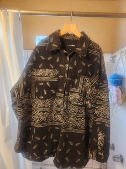 Jean Jacket Mens L Bandana Print
