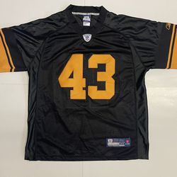 NFL Pittsburgh Steelers Football 43 Troy Polamalu VTG Black Jersey Sewn 52 2XL