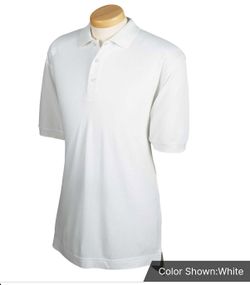 Men's premier white polo..XL