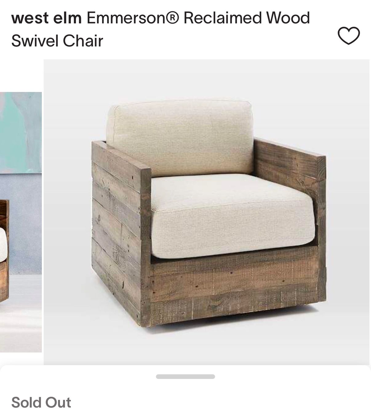 West Elm Emmerson Reclaimed Wood Swivel Chair