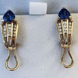 14k Gold Diamond & Tanzanite Earrings Best Offer