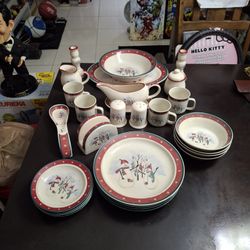 Royal Seasons Christmas Snowman Stoneware Complete 28 PC Dinnerware Set, Microwave & Dishwasher Safe  FIRM PRICE- SEE DESCRIPTION 