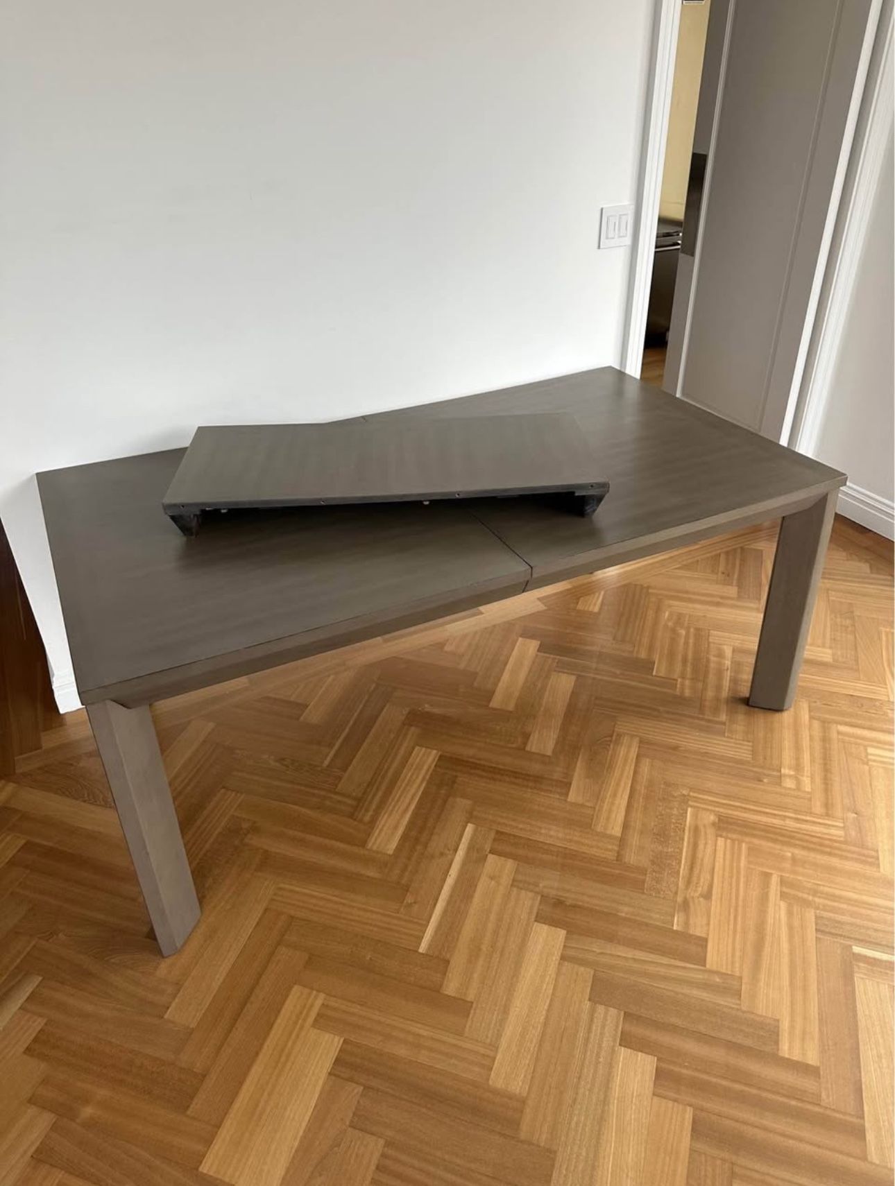 Extendable Grey Wood Dining Table