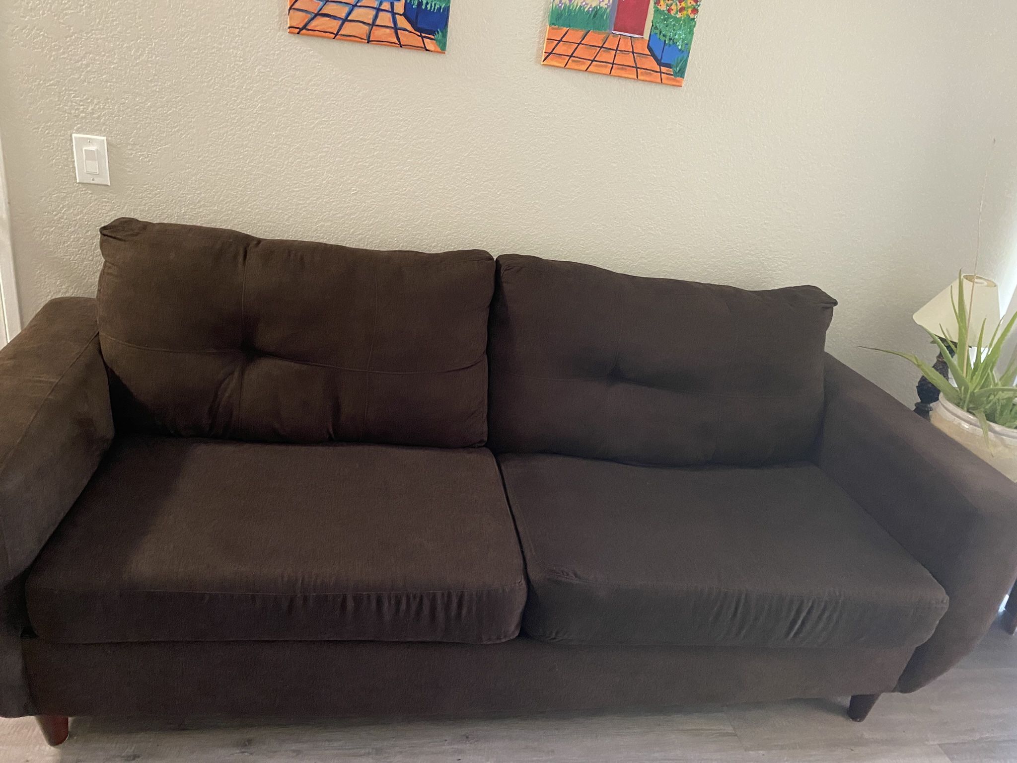 SOFA COUCH Beautiful Fabric Brown Coach