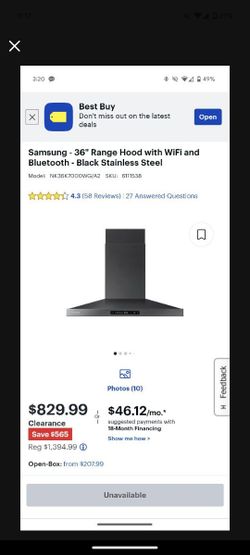 New Samsung Range Hood