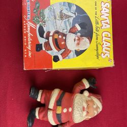 1950s Christmas Santa Claus Rubber Statue Original Box Rempel Toys Vintage 