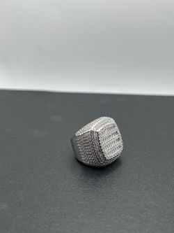 925 Silver Iced Out Baguette Signet Ring