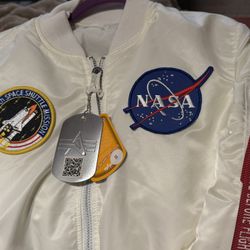 White NASA Bomber Jacket Alpha Industries 