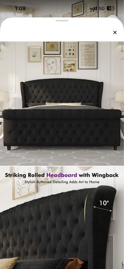Dulane Velvet Upholstered Sleigh King Bed