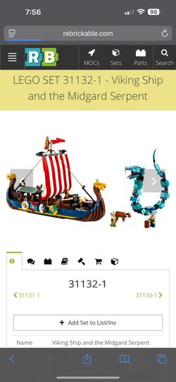 LEGO SET 31132-1 - Viking Ship and the Midgard Serpent