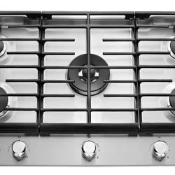 New KichenAid 36 in. Gas Cooktop with 5 Burners Including a Professional Dual Tier Burner and a Simmer Burner in Stainless Steel